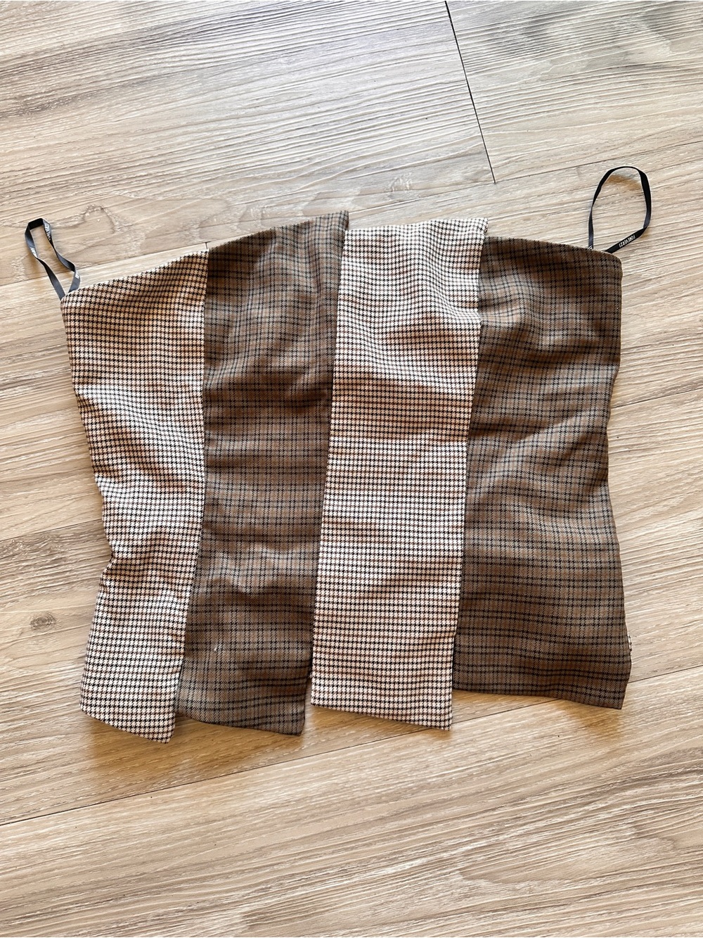 Forever 21 brown and beige off shoulder checkered crop top